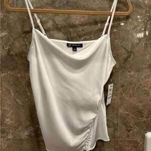 INC International Concepts White Asymmetrical Ruched Camisole
